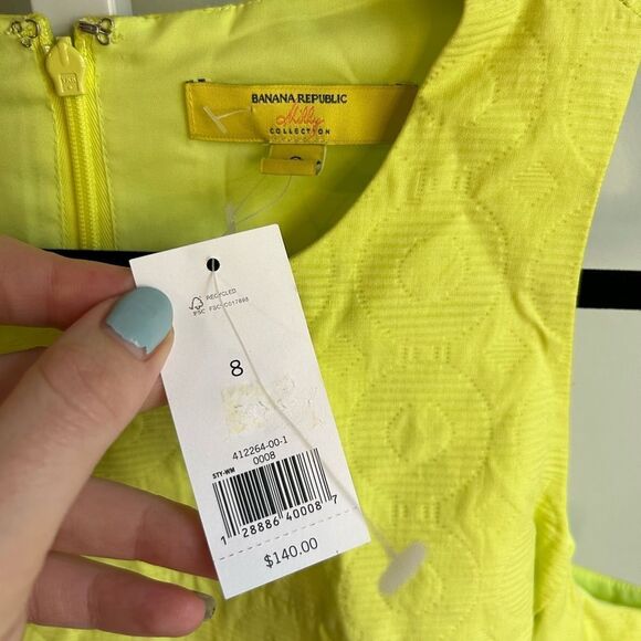 NWT Banana Republic Milly Collection Yellow Textured Sheath Dress - Picture 3 of 5